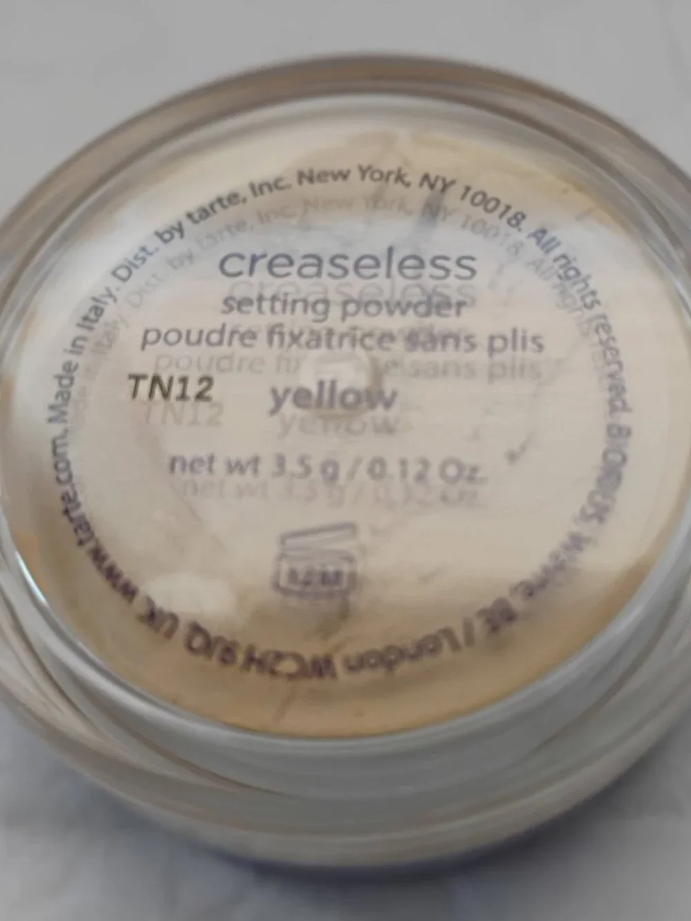 tarte Travel Size 'Yellow' Creaseless Undereye Loose Setting Powder-NWT-0.12 Oz.